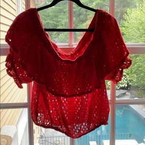 Free people red off the shoulder blouse